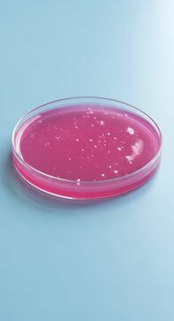 Pink Agar Plate in Petri Dish.