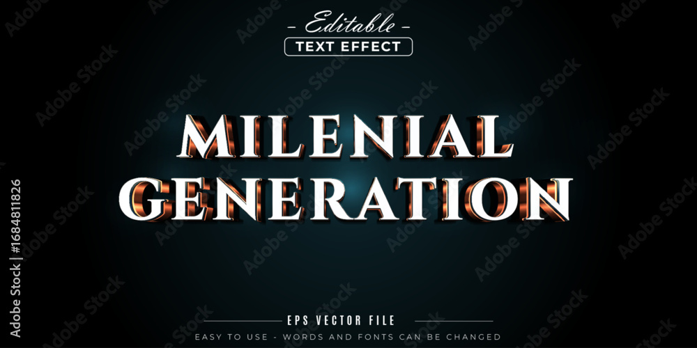 Poster millennial generation text style, editable text effect.