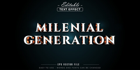 Millennial generation text style, editable text effect.