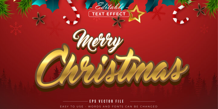 Editable text effect merry christmas.