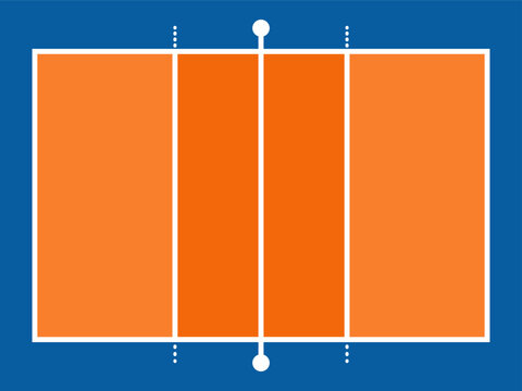Volleyball Court Layout Vector Illustration, Sports Field Diagram in Flat Design
