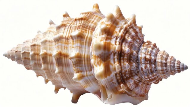 A detailed image of a shell on a white background