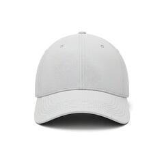 A plain white baseball cap is shown from the front on a white background.