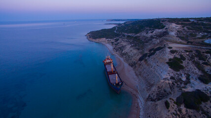 A shipwreck washed ashore