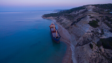 A shipwreck washed ashore