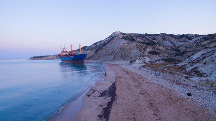 A shipwreck washed ashore