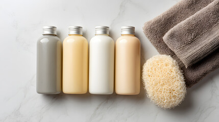 bathroom accessories and towel