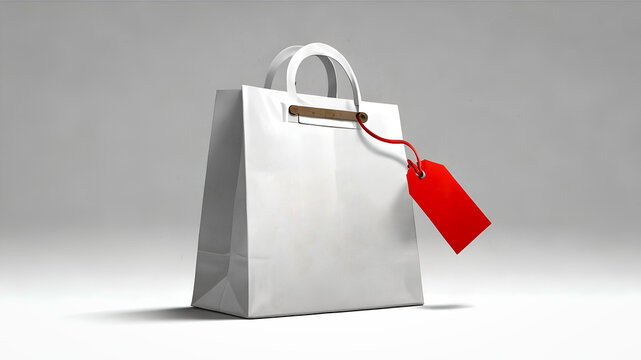 White Shopping Bag with Red Tag