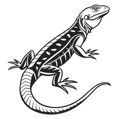 Detailed Monochromatic Tattoo Style Illustration of a Lizard Featuring Intricate Line Work and Eye Catching Pattern Designs Embodying Nature's Beauty