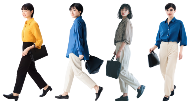 PNG Confident women walking forward, element set on transparent background