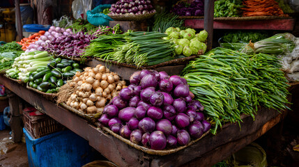 vegetables on market stall