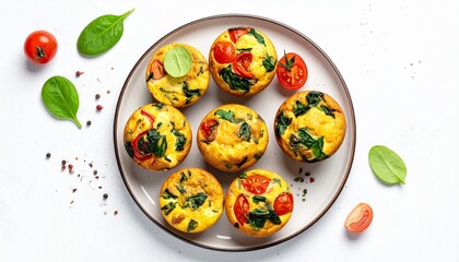 Delicious Spinach and Tomato Egg Muffins on Plate
