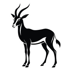 Elegant Sable Antelope Illustration Striking Silhouette of an African Animal Majestic Horns and Graceful Stance Portrayed in Black and White