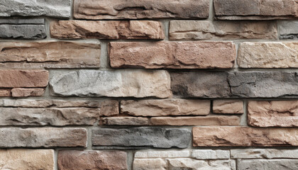 Stone wall with varying textures and colors showcasing natural stonework in a modern setting