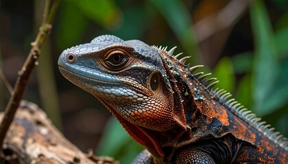 Obraz premium Close-up of a colorful lizard