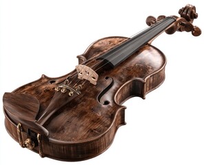 Obraz premium Wooden violin, rich brown tones, elegant curves