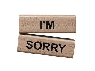 3D illustration of "I'M SORRY" in English, using a heartfelt font. It symbolizes sincere remorse and apology.blue Cut Out Paper.Supports PNG files with transparent backgrounds.