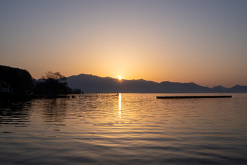 Morning sun at Lake Inawashiro