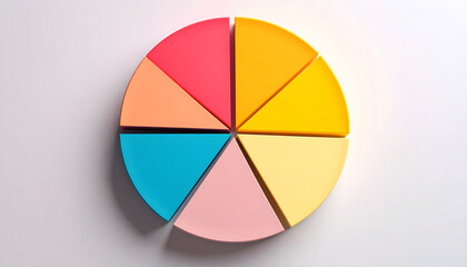 Fototapeta premium 7 segment pie chart, vibrant color palette. For reports, business presentations, digital dashboards.