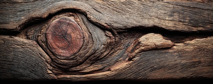 Close-up of weathered wood knot