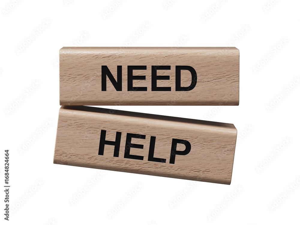 Poster need help symbol. concept word need help on wooden blocks.business and need help concept. wooden blo