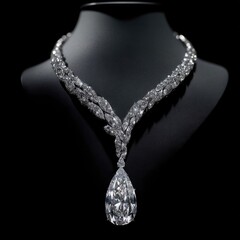 Exquisite diamond necklace with pear-shaped pendant