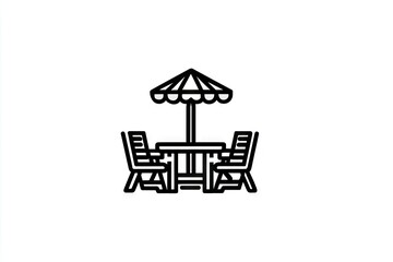 Outdoor patio furniture set with umbrella.