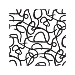 Hand Drawn Abstract Black Lines Pattern. Modern Minimalist Curvy Scribble Texture on Beige Background.
