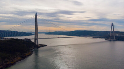Obraz premium Aerial view of Yavuz Sultan Selim Bridge
