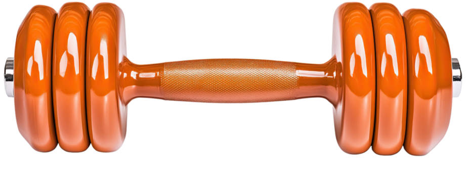 Orange dumbbell fitness equipment, orange dumbbell workout tool, orange dumbbell gym accessory
