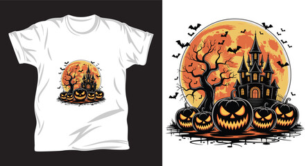 Haunted house graphic vector t shirt design print.