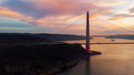 Obraz premium Aerial view of Yavuz Sultan Selim Bridge