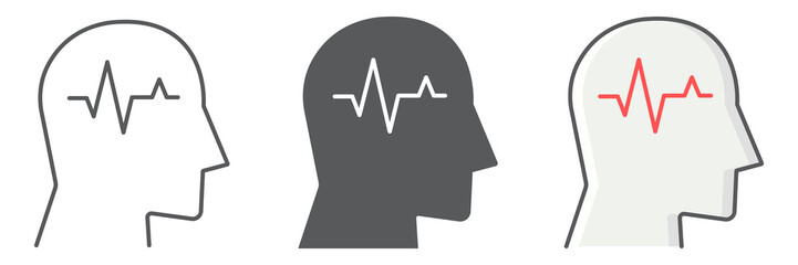 Epilepsy line icon, illness and neurology, epilepsy sign vector graphics, editable stroke colorful linear icon, eps 10