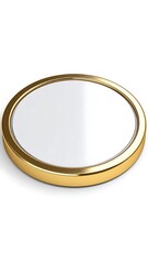 Round white disc with gold border