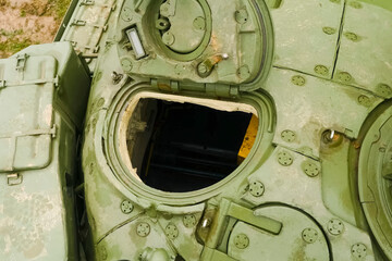 Hatch on turret of T-72 tank.