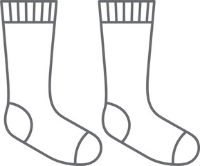 Pair of socks vector illustration, simple outline design, clothing accessory graphic, footwear icon, fashion wear element, minimalist style line art drawing