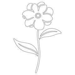 Minimal Flower Line Drawing – Botanical Outline Vector with Leaves