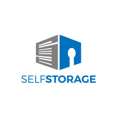 Modern geometric self storage logo vector with letter S and lock symbol. Perfect for business, warehouse, security, and property branding.