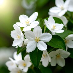 Obraz premium Close-up of delicate white apple blossoms