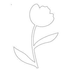 Minimal Flower Line Drawing – Botanical Outline Vector with Leaves