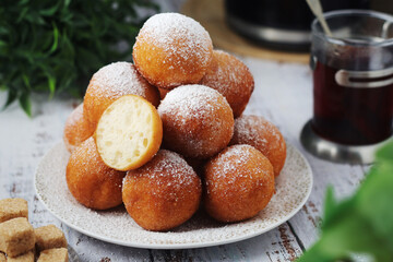 Quarkbelllchen, traditional German dessert made of cotton cheese and dough