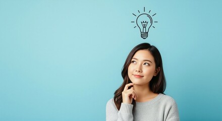 Woman having a great idea, creative thinking, brainstorming, innovation, lightbulb moment concept