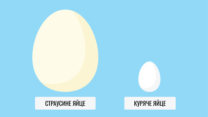 White egg on blue background. Vector illustration. Flat design style.