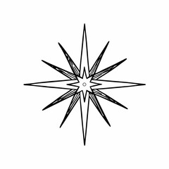 Obraz premium Abstract Black and White Starburst Design; Simple, Elegant Line Art Graphic; Celestial, Spiritual Symbol; Minimalist Vector Illustration.