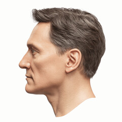 Obraz premium Profile of a Mature Man with Short, Graying Hair