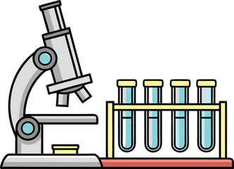 Laboratory microscope illustration design. Science research microscope artwork. Medical microscope concept illustration. Biology microscope drawing design. Healthcare laboratory microscope artwork