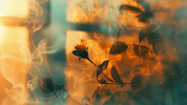 A close-up shot of a single rose surrounded by blur, great for representing simplicity or focus