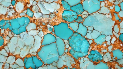 Turquoise Stone Texture, Natural Patterns, Close-Up Shot, Abstract Aesthetics, Organic Environment, Macro View, Mineral Concept