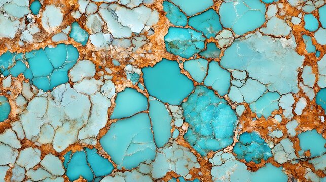 Turquoise Stone Texture, Natural Patterns, Close-Up Shot, Abstract Aesthetics, Organic Environment, Macro View, Mineral Concept
