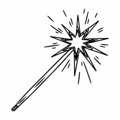 Obraz premium Hand-drawn Magic Wand, Sparkling Starburst, Whimsical, Doodle Style, Enchanting Illustration, Festive Design Element